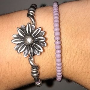 Alex and Ani purple flower bracelets